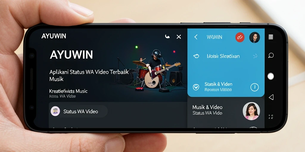 Tampilan antarmuka AYUWIN yang menarik dan fungsional untuk Status WA Video.