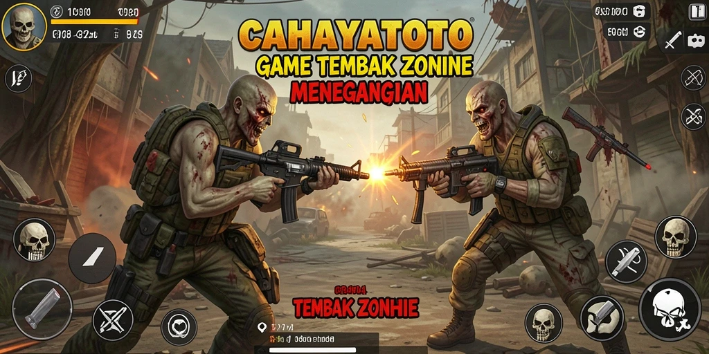 Antarmuka seru dalam game CAHAYATOTO saat melawan zombie.