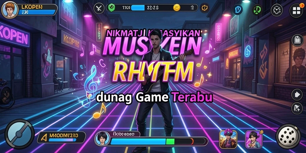 Tampilan antarmuka LKOPEN yang menarik dan fungsi Musik Rhythm yang responsif.