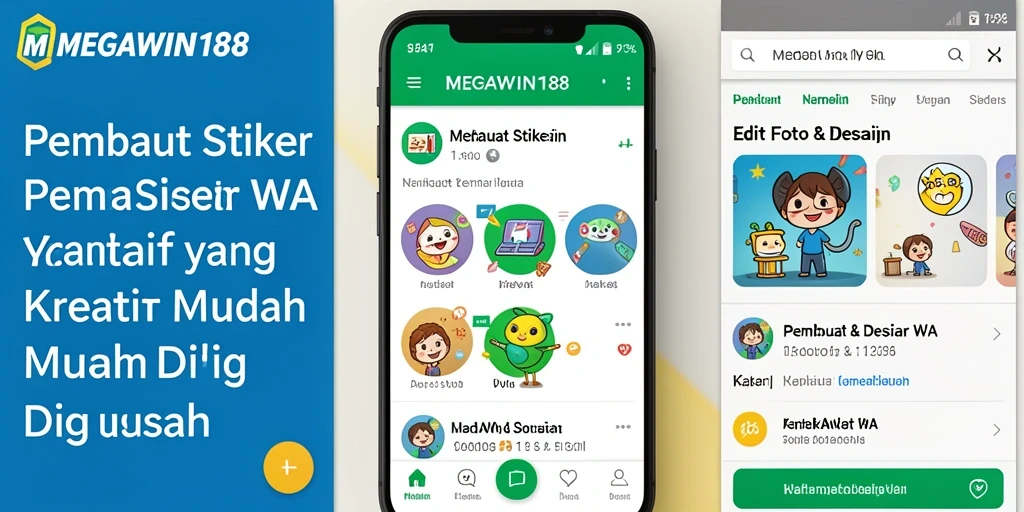 Antarmuka MEGAWIN188 untuk pembuat stiker WA yang intuitif.
