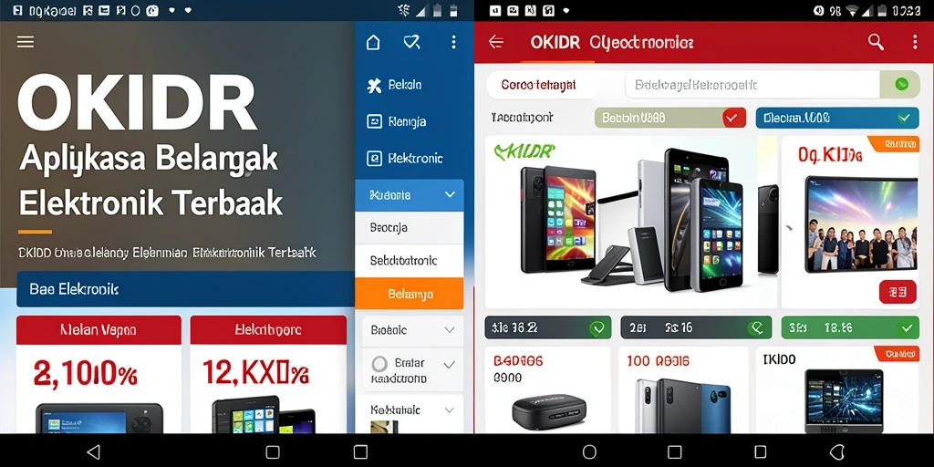 Tampilan antarmuka aplikasi OKIDR untuk belanja elektronik yang efisien.