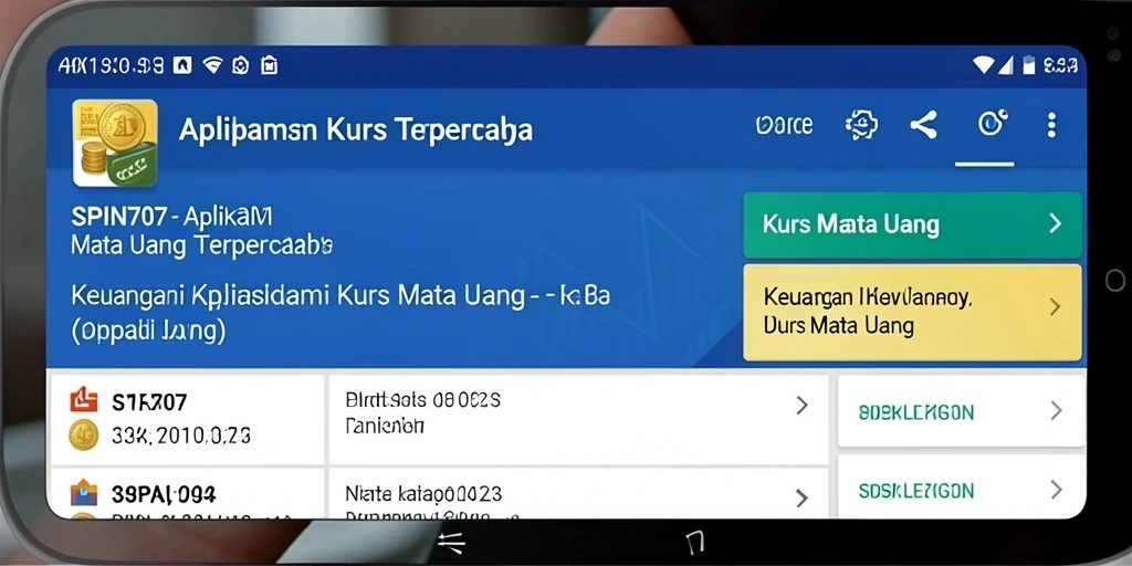 Antarmuka aplikasi SPIN707 menampilkan informasi kurs mata uang dengan jelas.