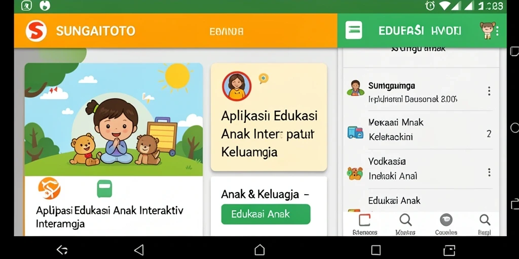 Tampilan antarmuka SUNGAITOTO yang ramah anak dan menarik.