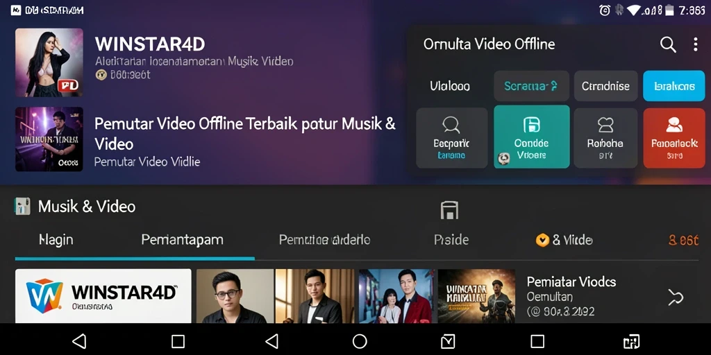 Tampilan antarmuka <strong>WINSTAR4D</strong> yang modern dan fitur Pemutar Video Offline.